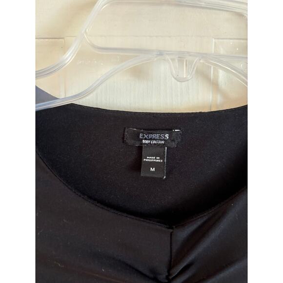 Express Body Contour Crew Neck Ruched Bodice Long Sleeve Mini Dress Medium NWOT - Picture 4 of 6